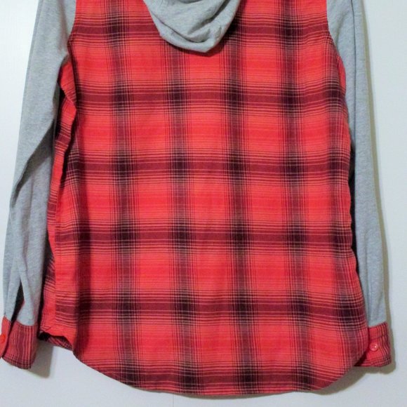 North Face Womens Coral Flannel Buttoned Shirt Hoodie Top Small - Picture 5 of 5
